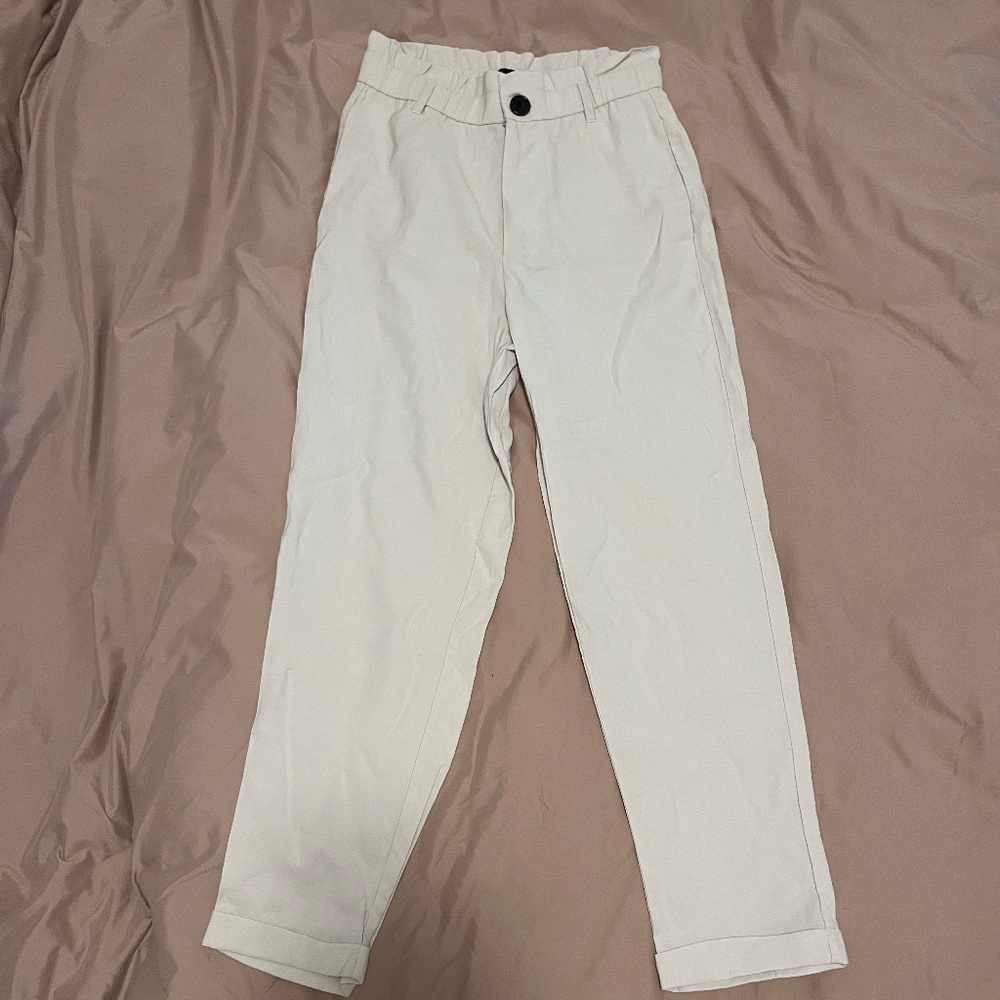 Zara Cream Paperbag Style Pants